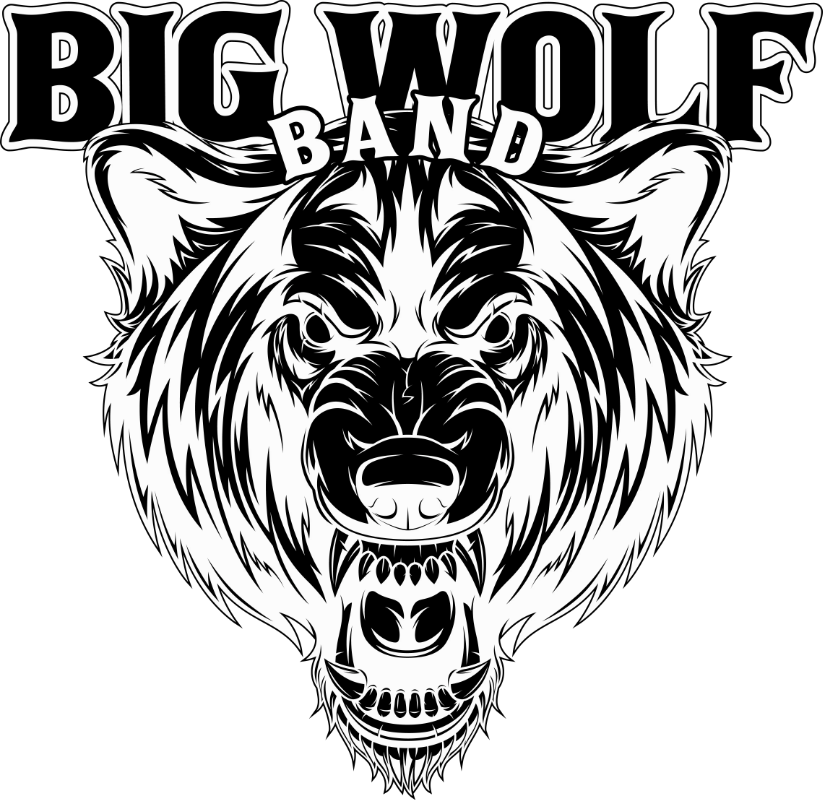 Logo for Big Wolf Band with a snarling wolf
